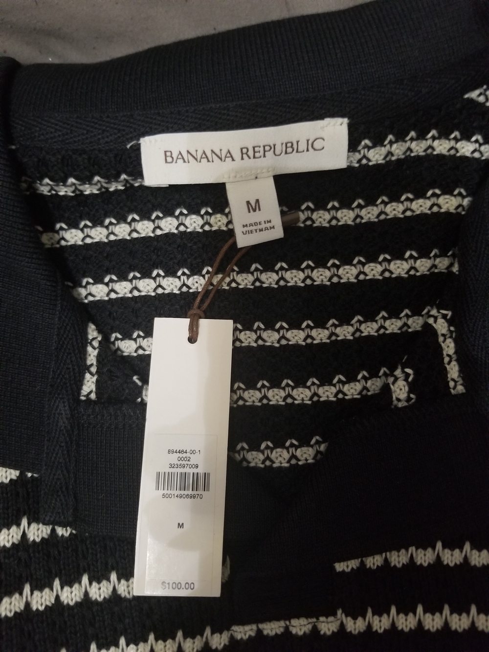 Banana Republic Black and White Striped Crew Sweater